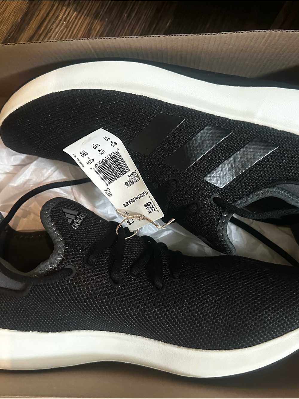NWT Adidas Black Lightweight Running Sneakers with White Sole